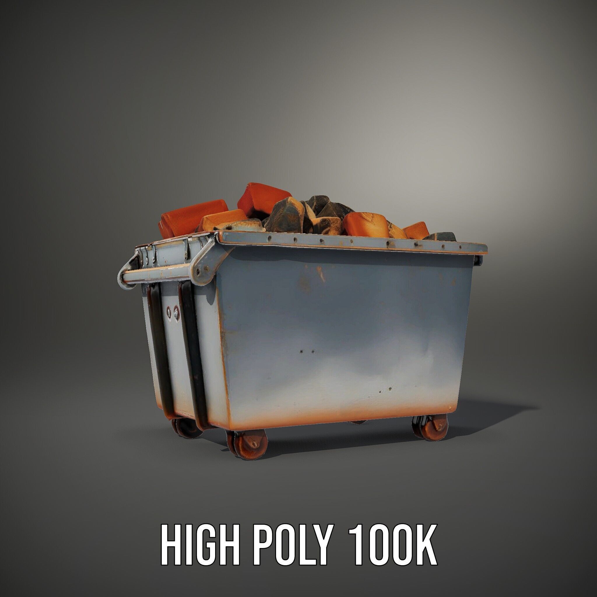 Industrial Dumpster with Bricks Model Pack Low-poly 3D model_8