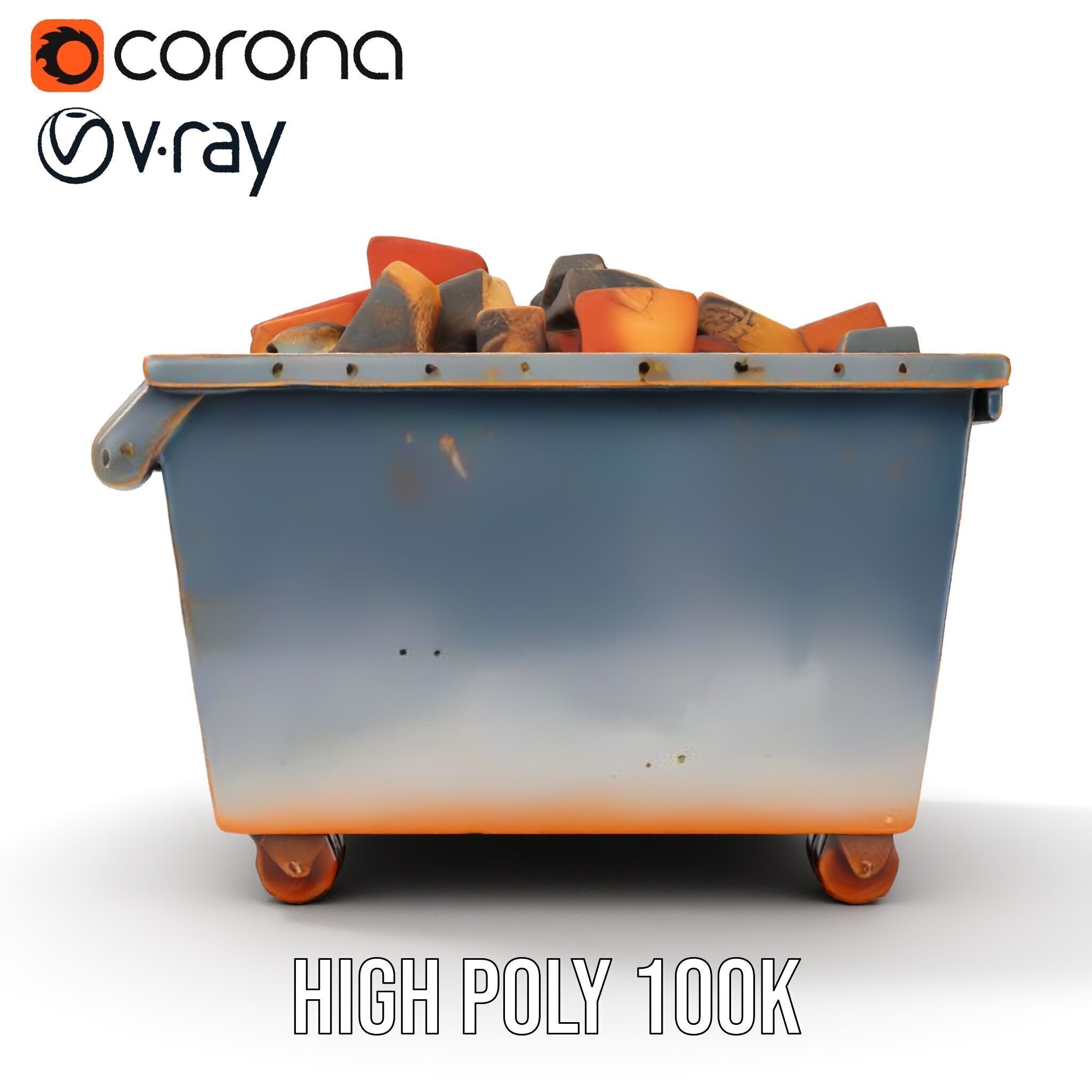 Industrial Dumpster with Bricks Model Pack Low-poly 3D model_27