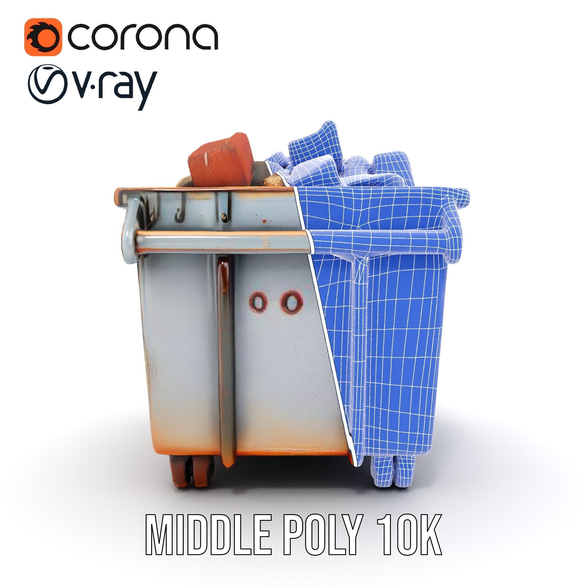 Industrial Dumpster with Bricks Model Pack Low-poly 3D model_28