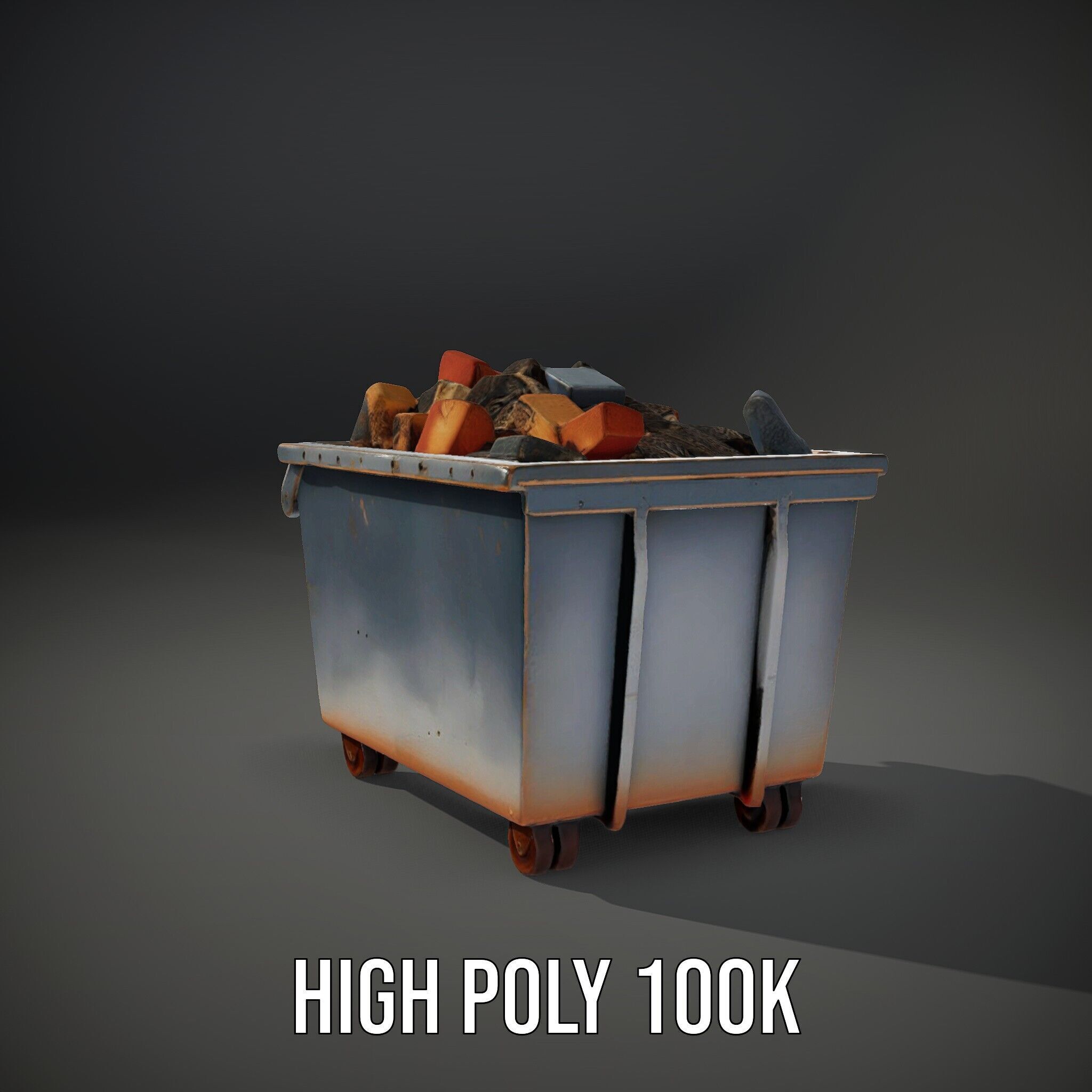 Industrial Dumpster with Bricks Model Pack Low-poly 3D model_14