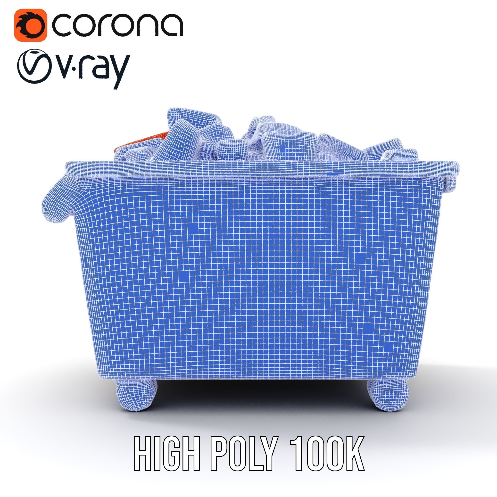 Industrial Dumpster with Bricks Model Pack Low-poly 3D model_37