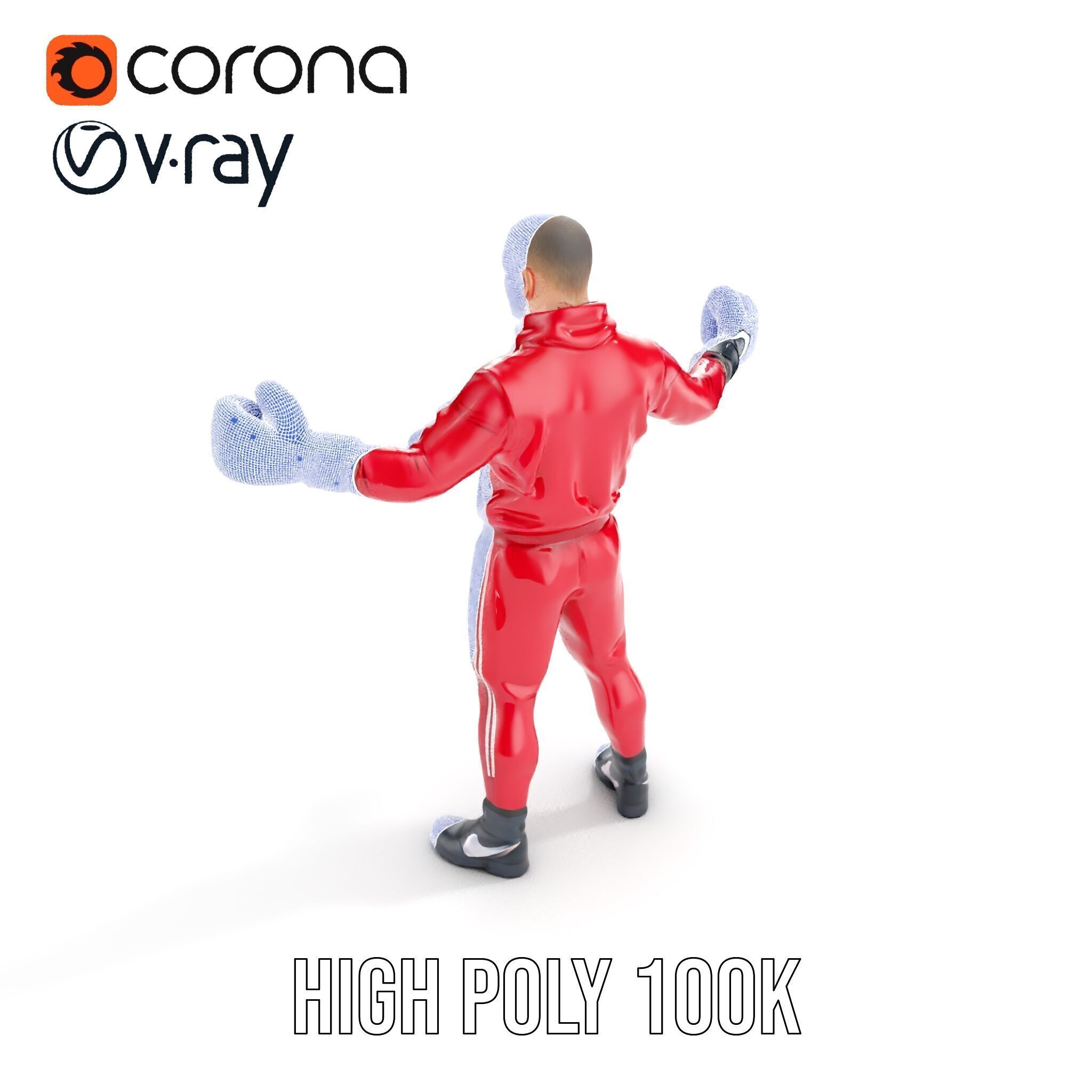 Boxer in Red Tracksuit  Rigged and Animated D Character Model Low-poly 3D model_40
