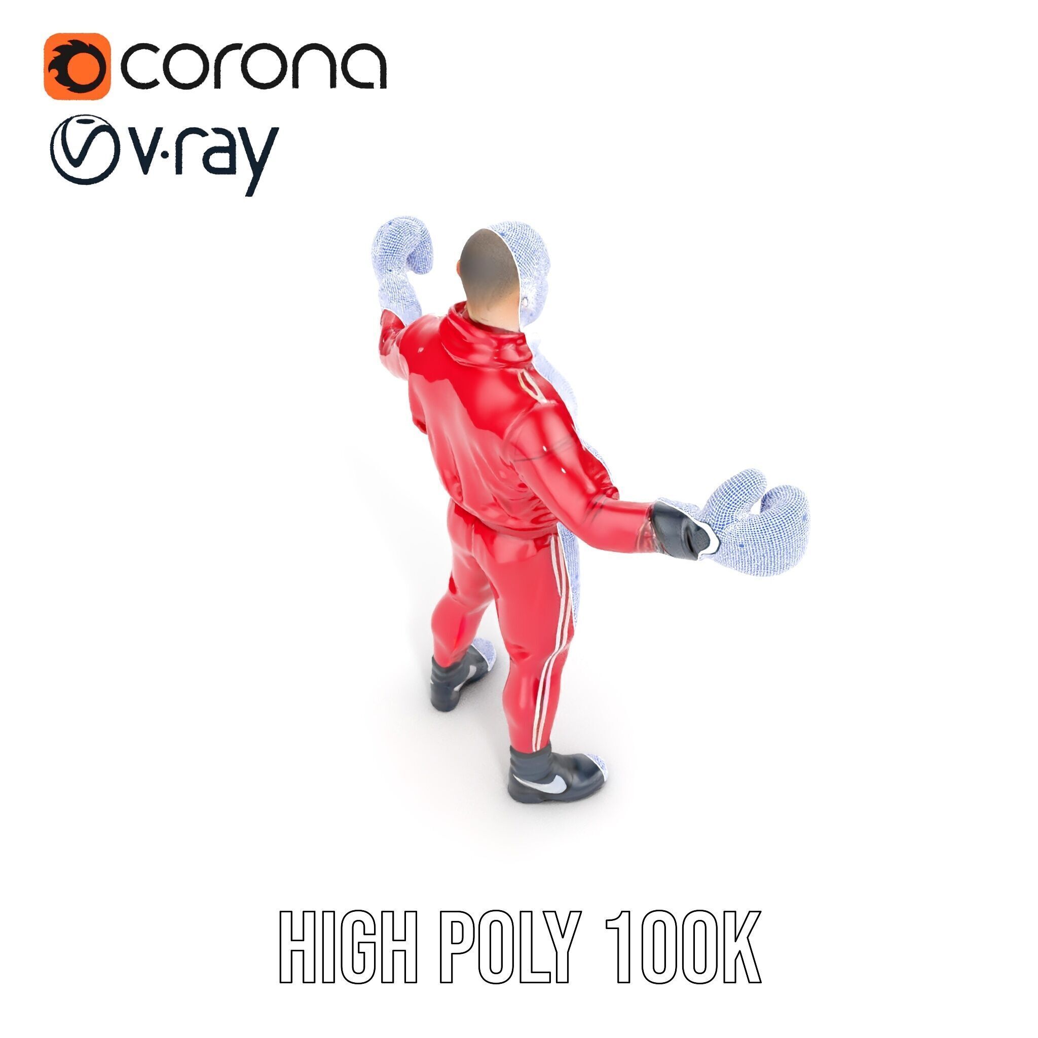 Boxer in Red Tracksuit  Rigged and Animated D Character Model Low-poly 3D model_33