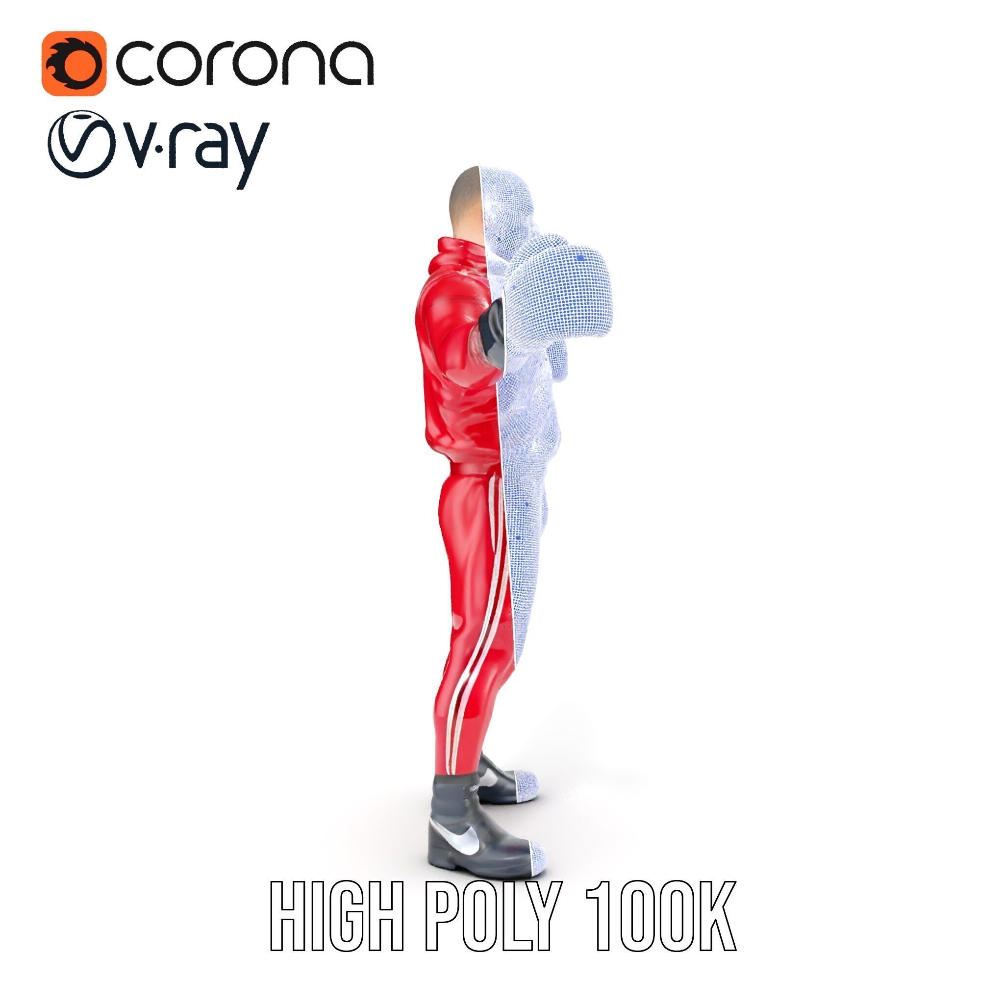Boxer in Red Tracksuit  Rigged and Animated D Character Model Low-poly 3D model_36