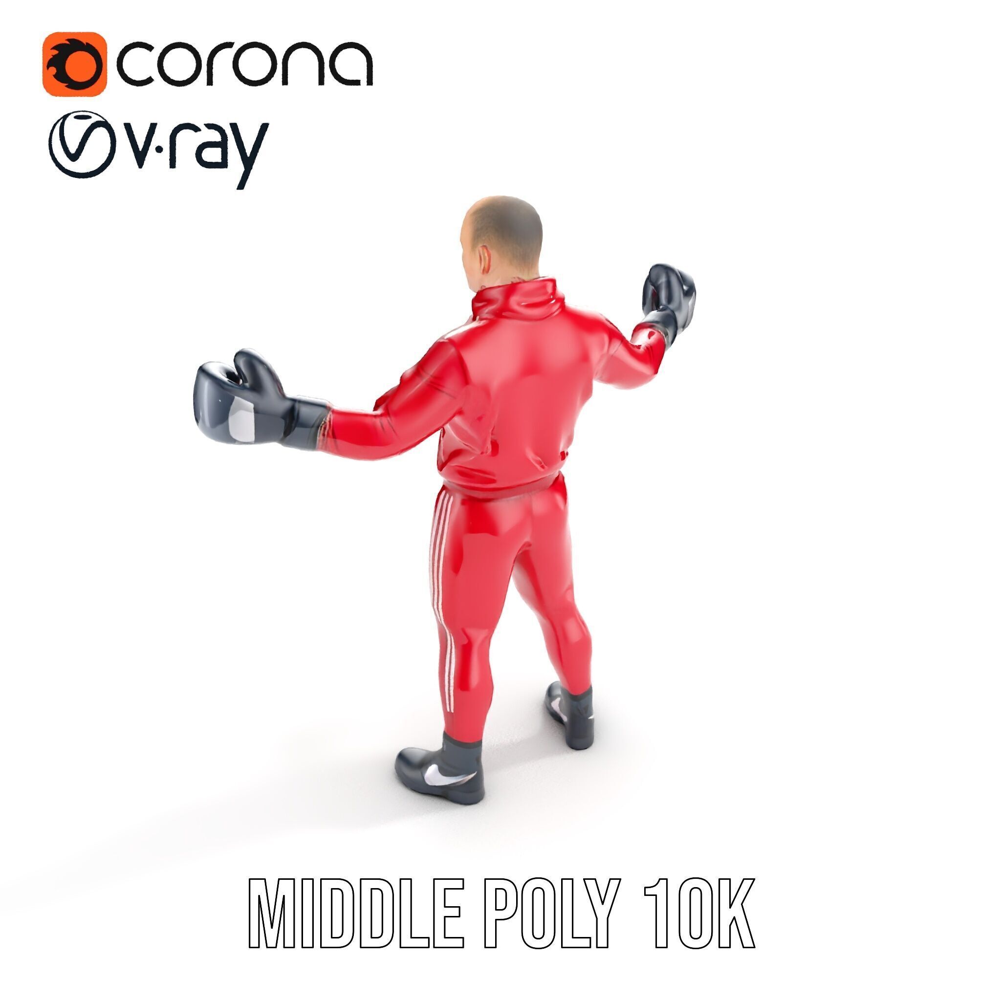 Boxer in Red Tracksuit  Rigged and Animated D Character Model Low-poly 3D model_17