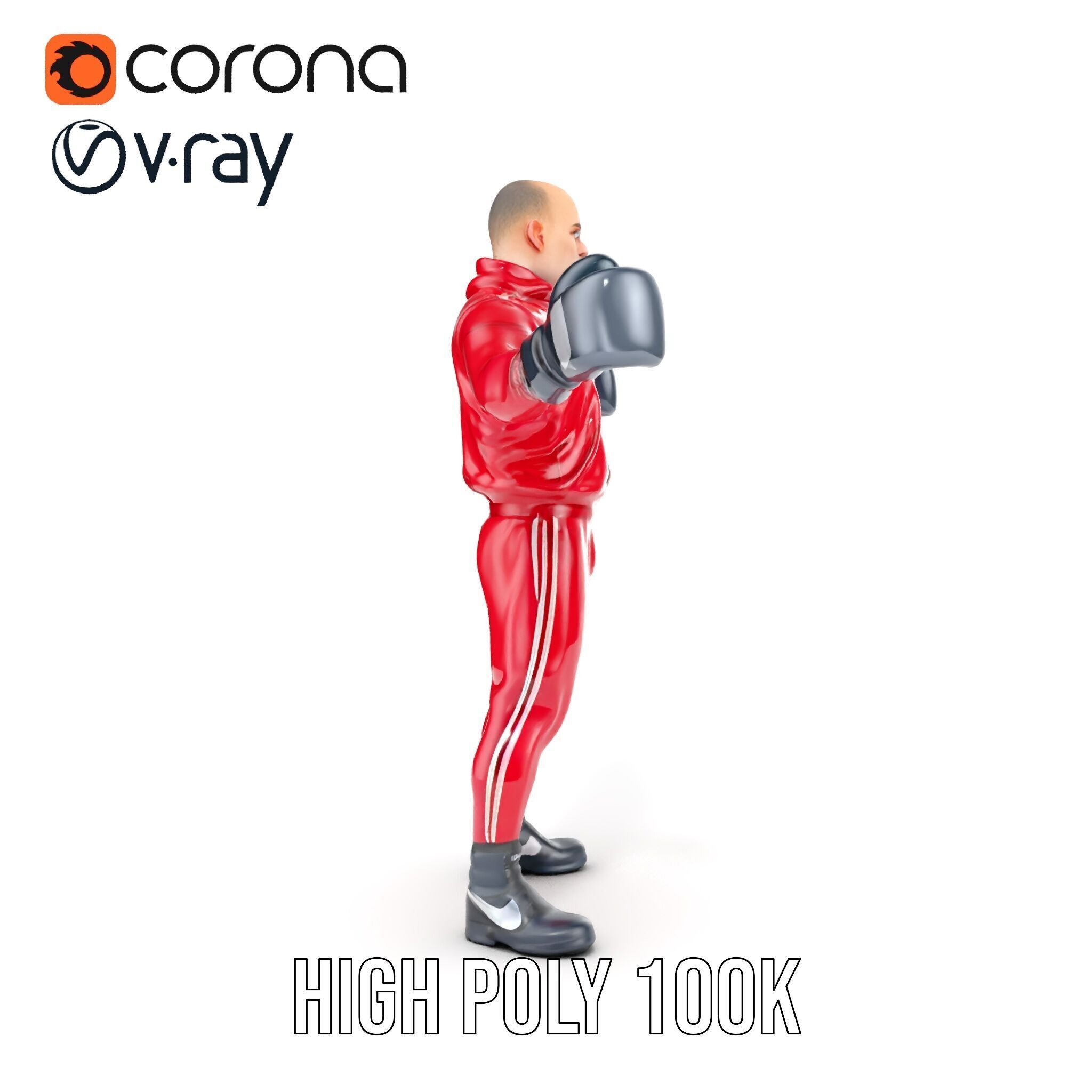 Boxer in Red Tracksuit  Rigged and Animated D Character Model Low-poly 3D model_30