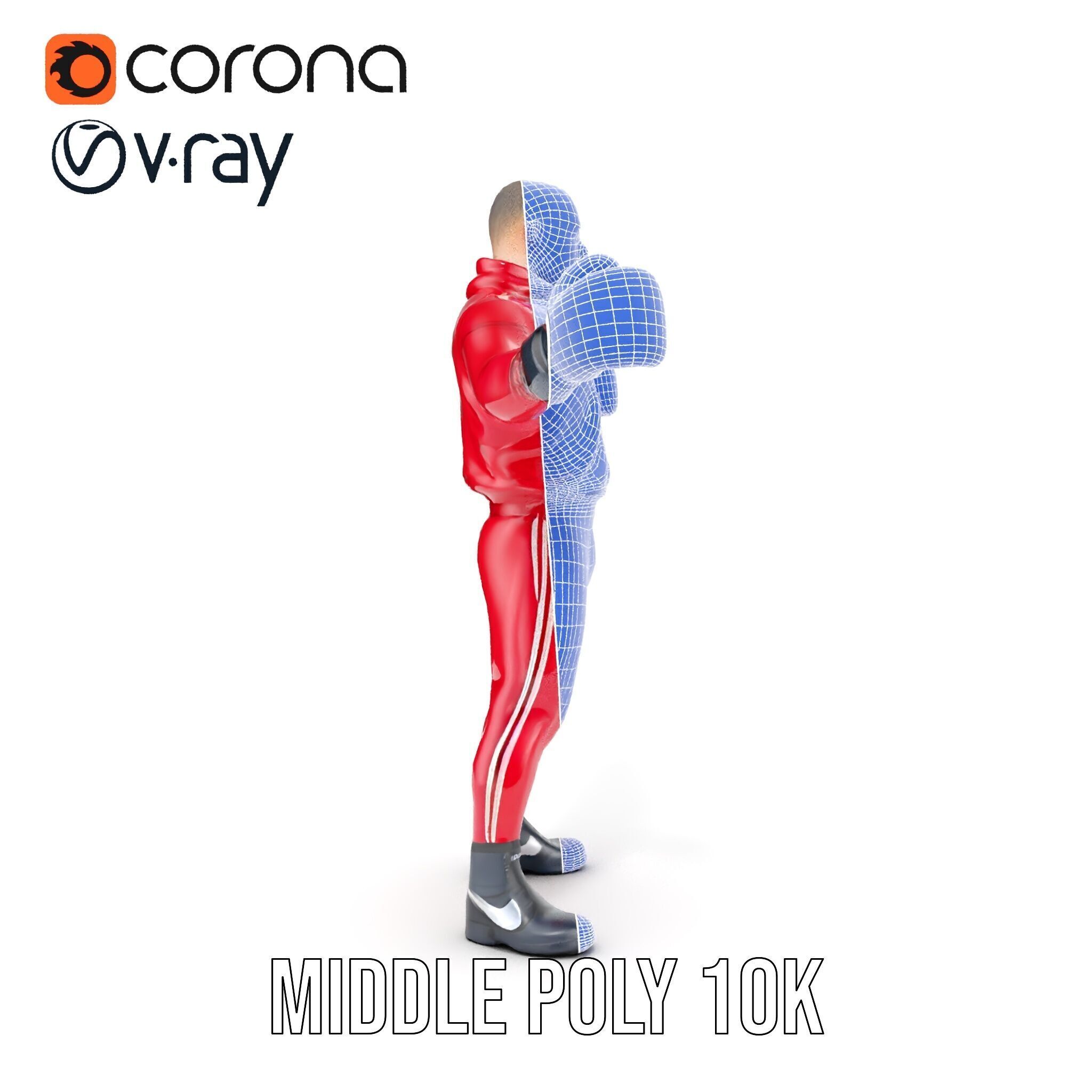 Boxer in Red Tracksuit  Rigged and Animated D Character Model Low-poly 3D model_31