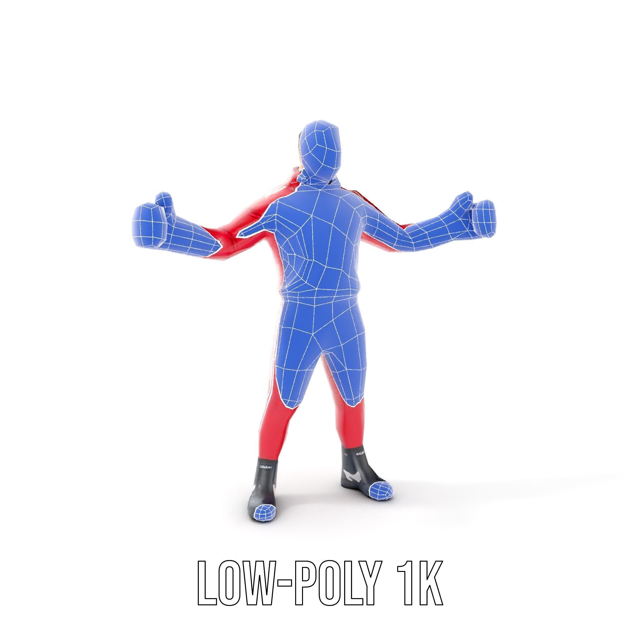 Boxer in Red Tracksuit  Rigged and Animated D Character Model Low-poly 3D model_10