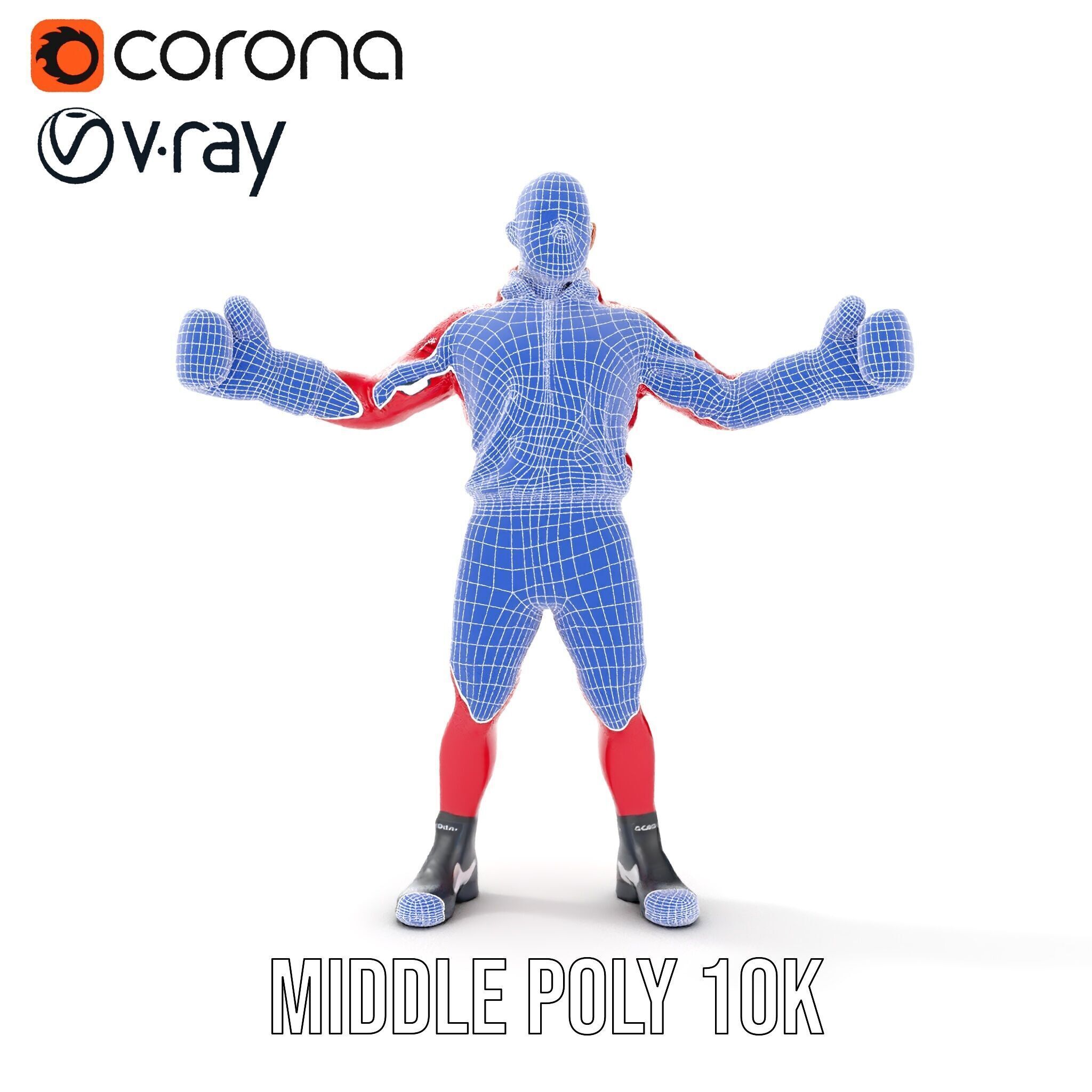 Boxer in Red Tracksuit  Rigged and Animated D Character Model Low-poly 3D model_28