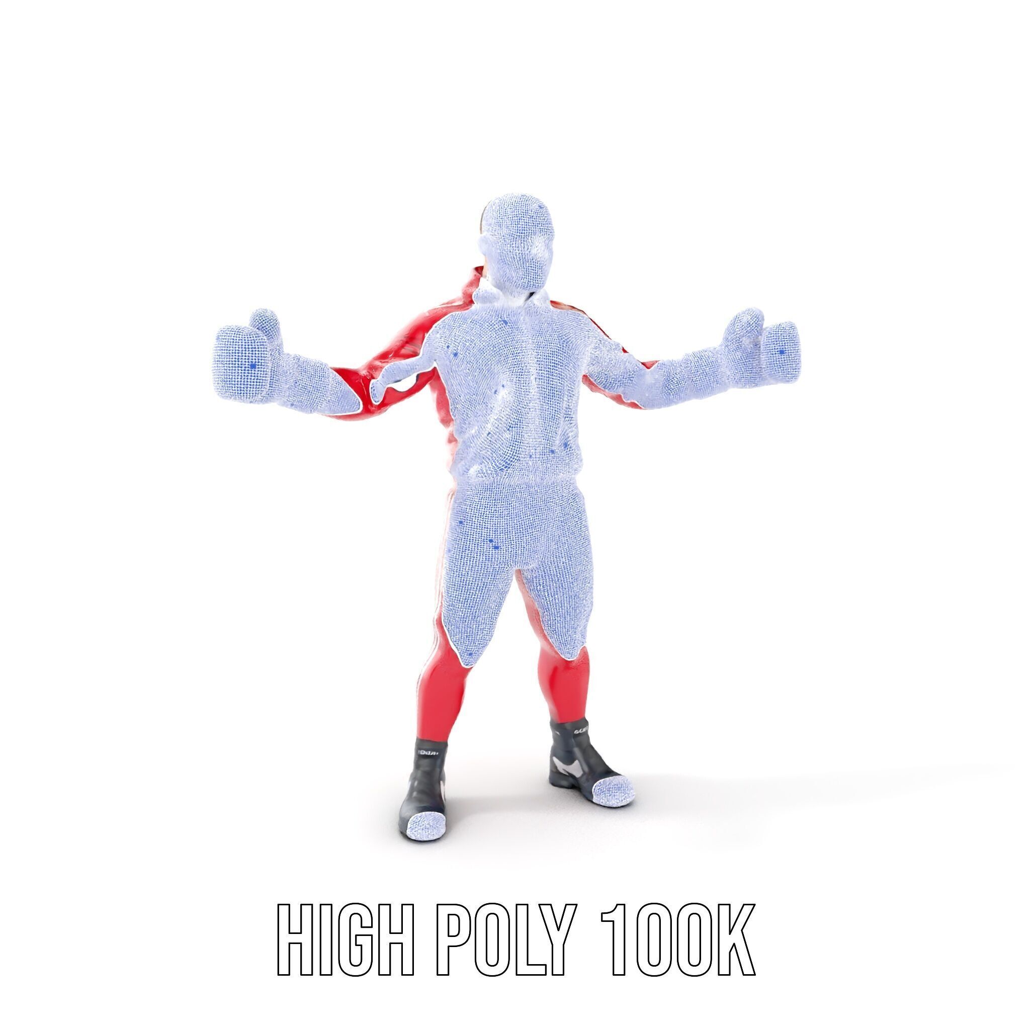 Boxer in Red Tracksuit  Rigged and Animated D Character Model Low-poly 3D model_4