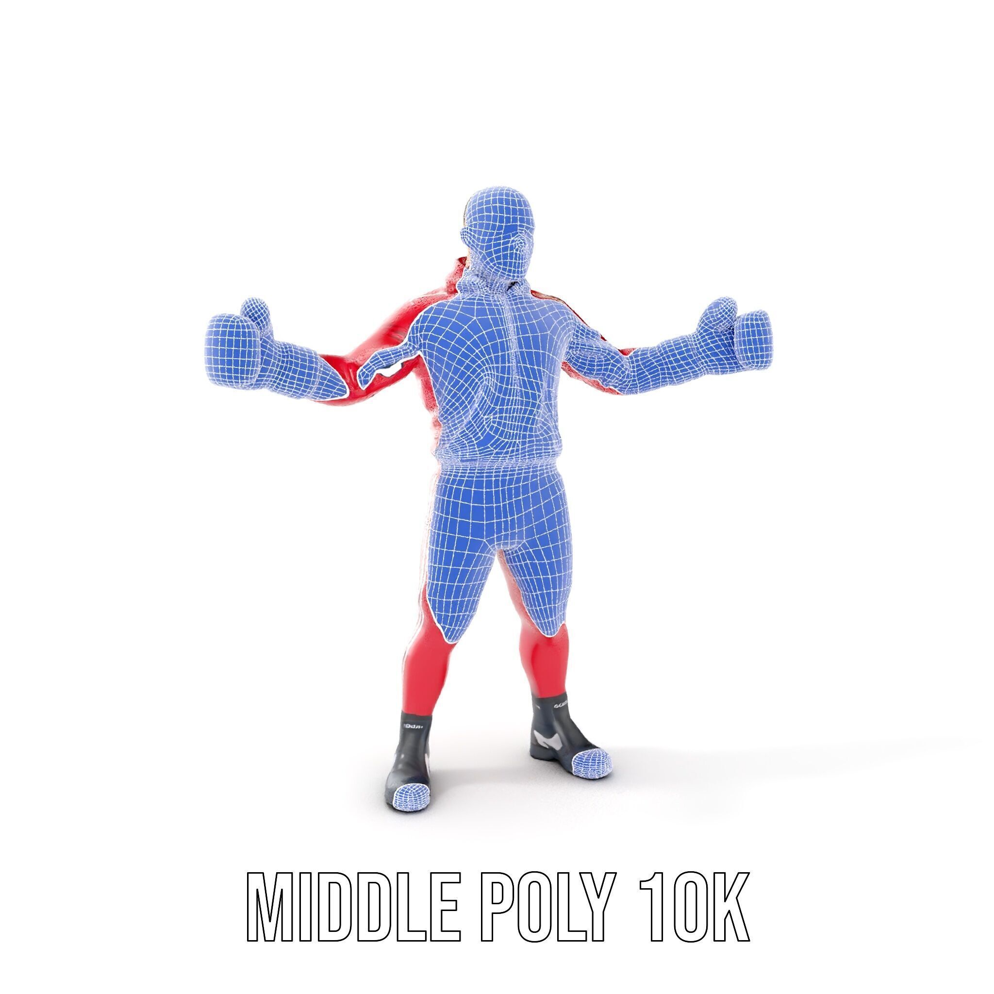 Boxer in Red Tracksuit  Rigged and Animated D Character Model Low-poly 3D model_37