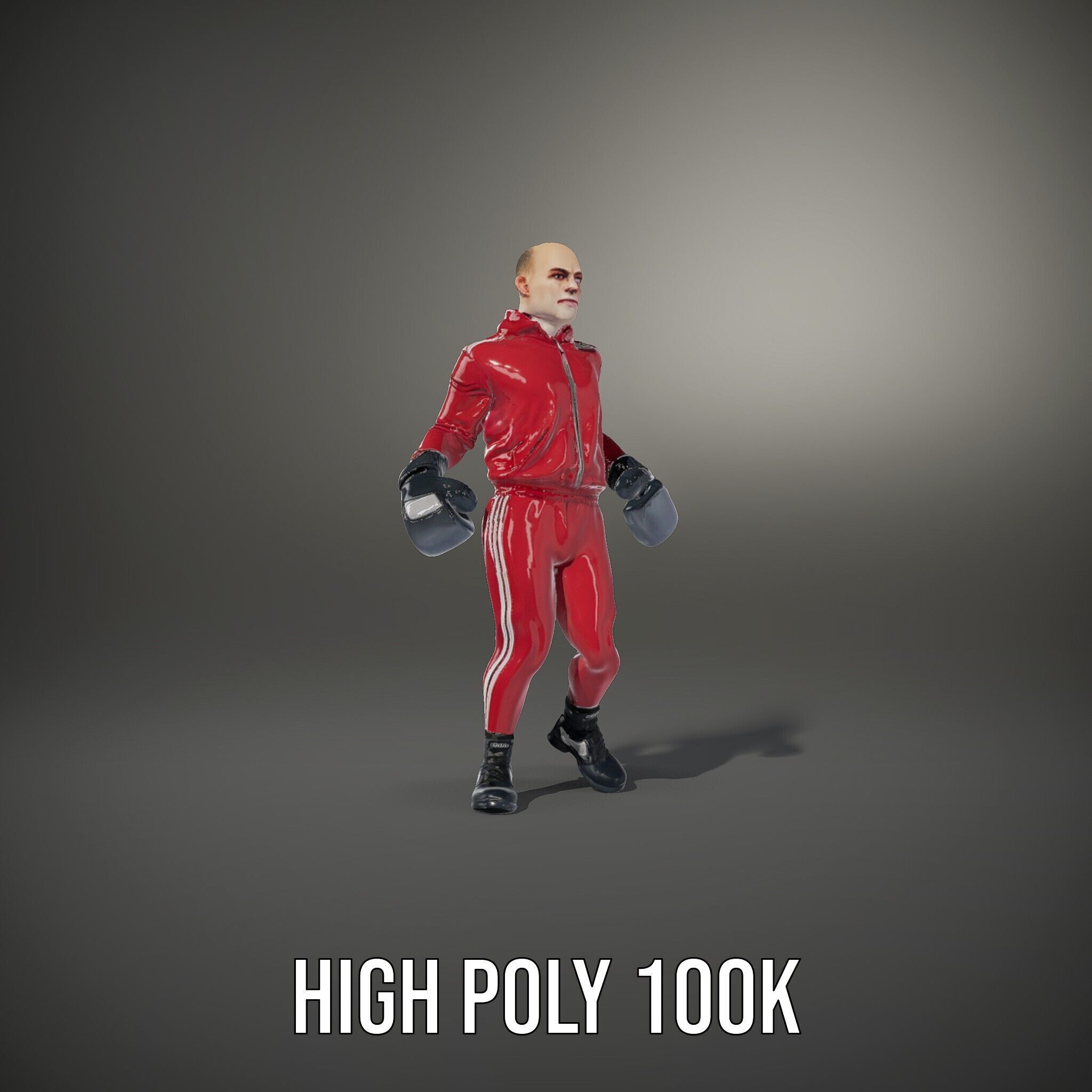 Boxer in Red Tracksuit  Rigged and Animated D Character Model Low-poly 3D model_11