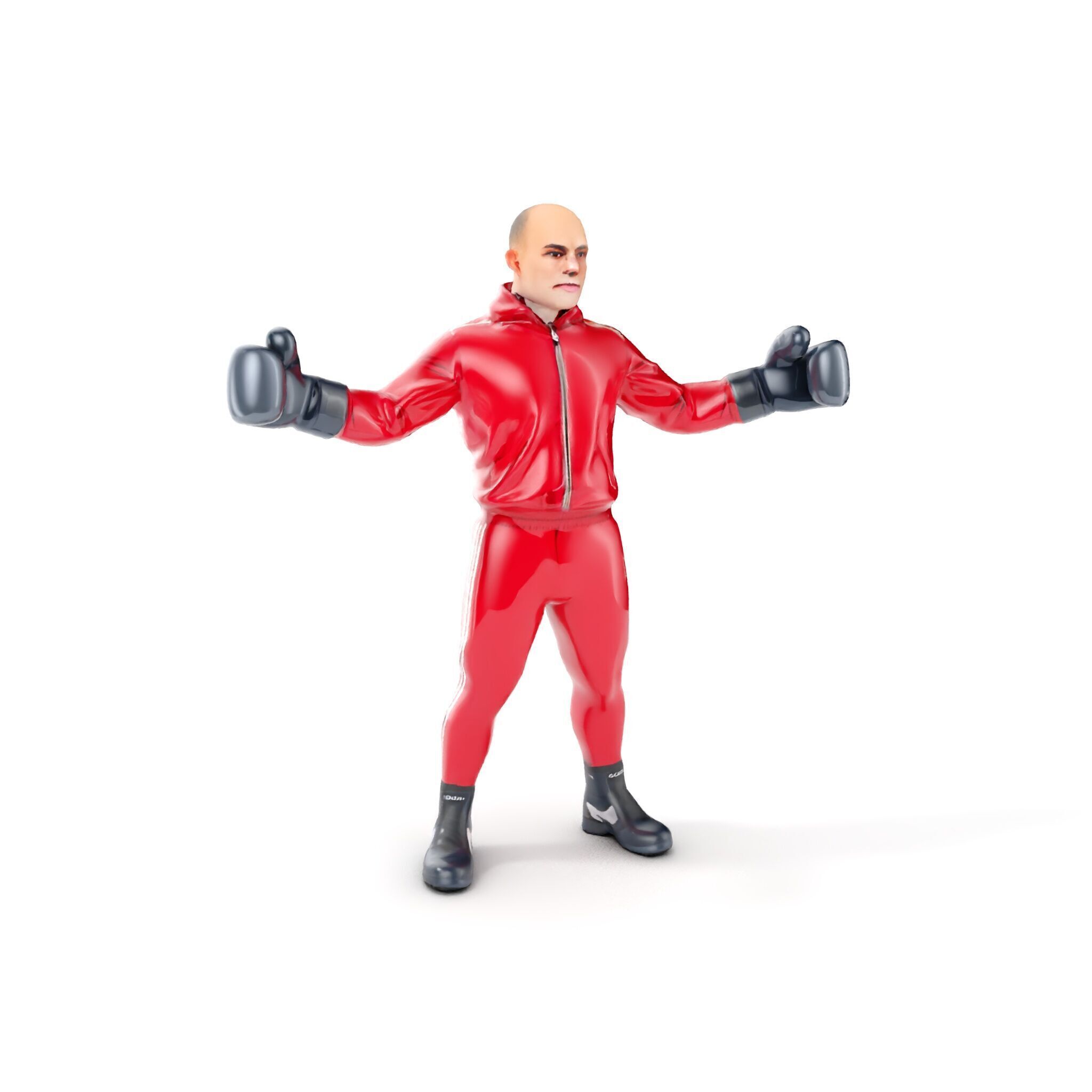 Boxer in Red Tracksuit  Rigged and Animated D Character Model Low-poly 3D model_12