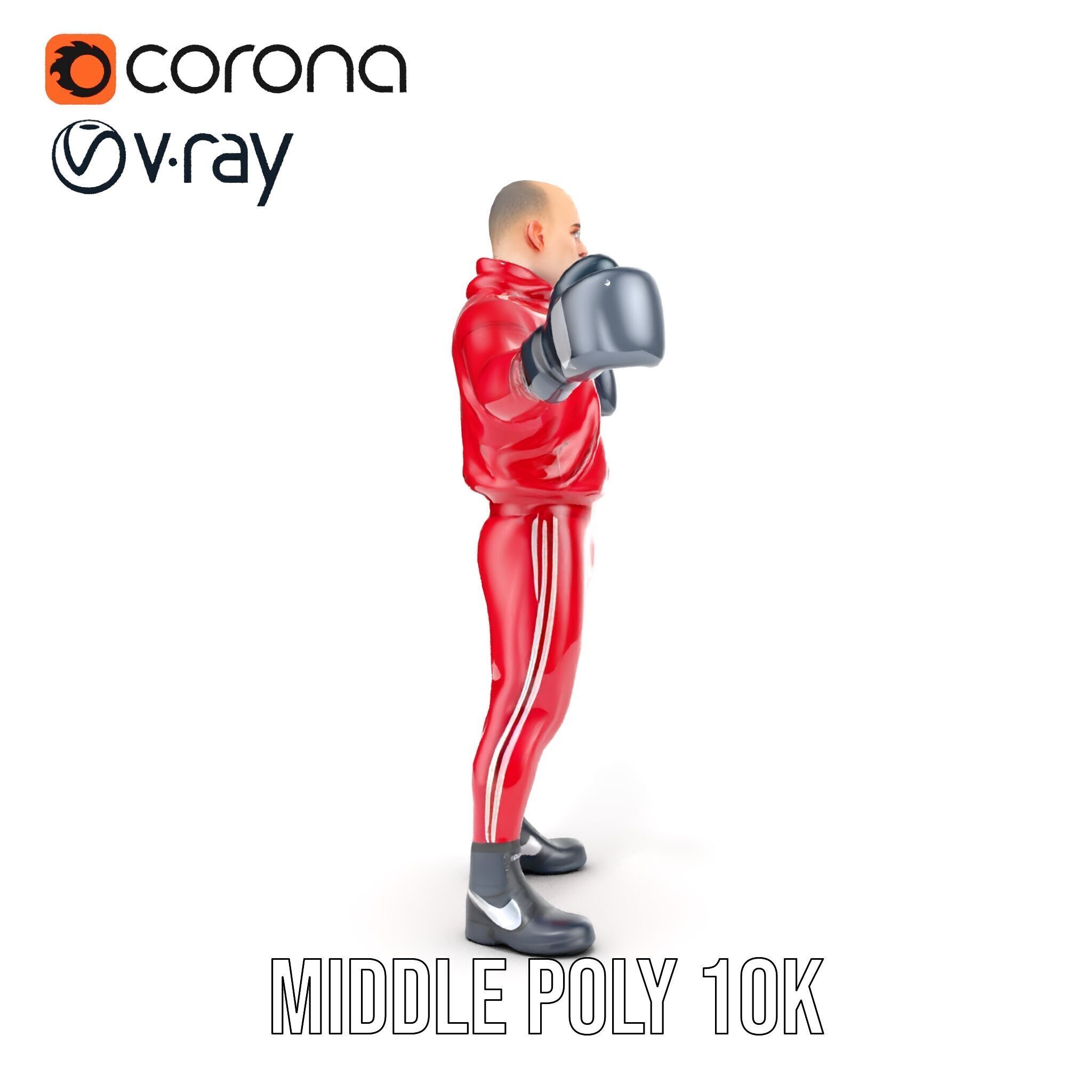 Boxer in Red Tracksuit  Rigged and Animated D Character Model Low-poly 3D model_23