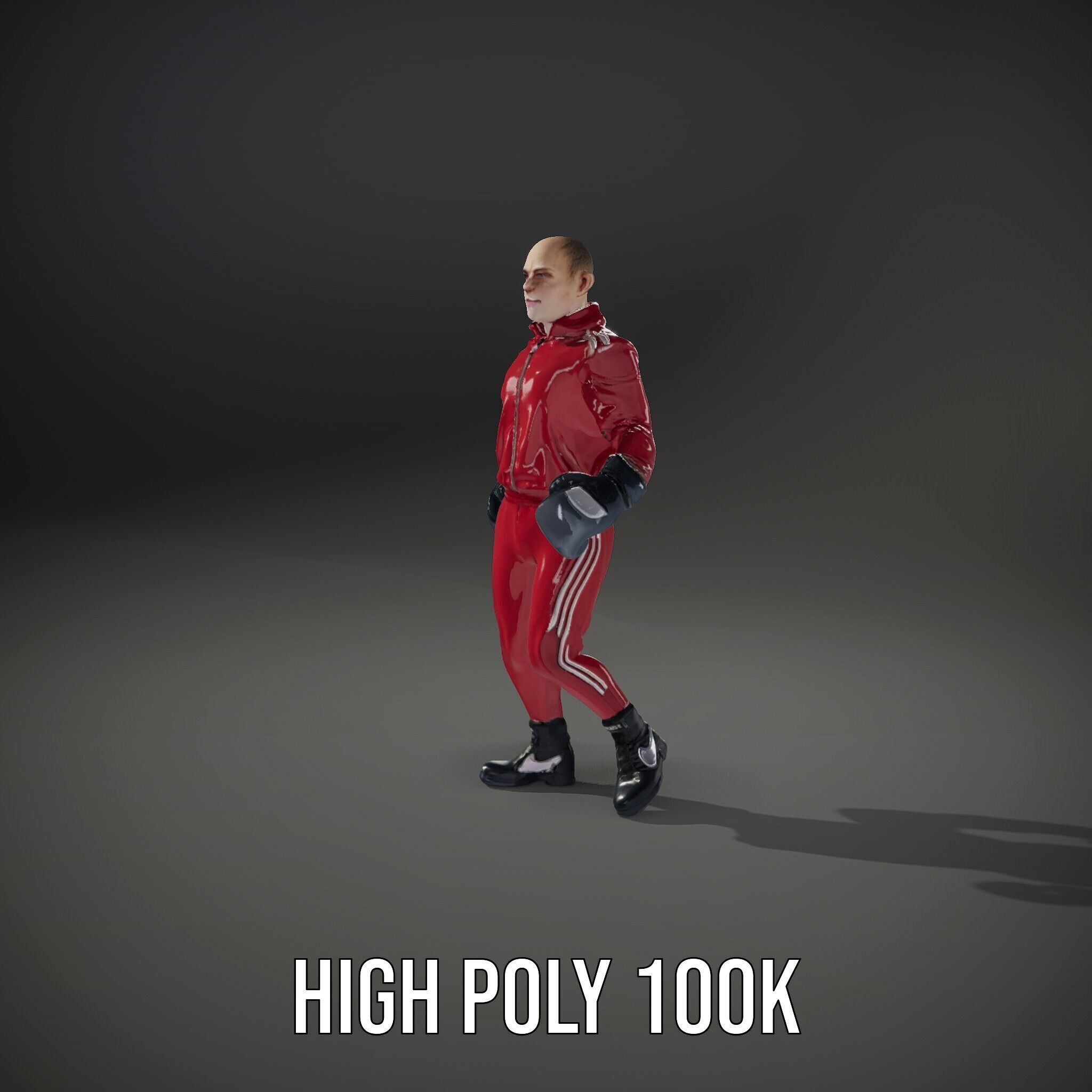Boxer in Red Tracksuit  Rigged and Animated D Character Model Low-poly 3D model_8