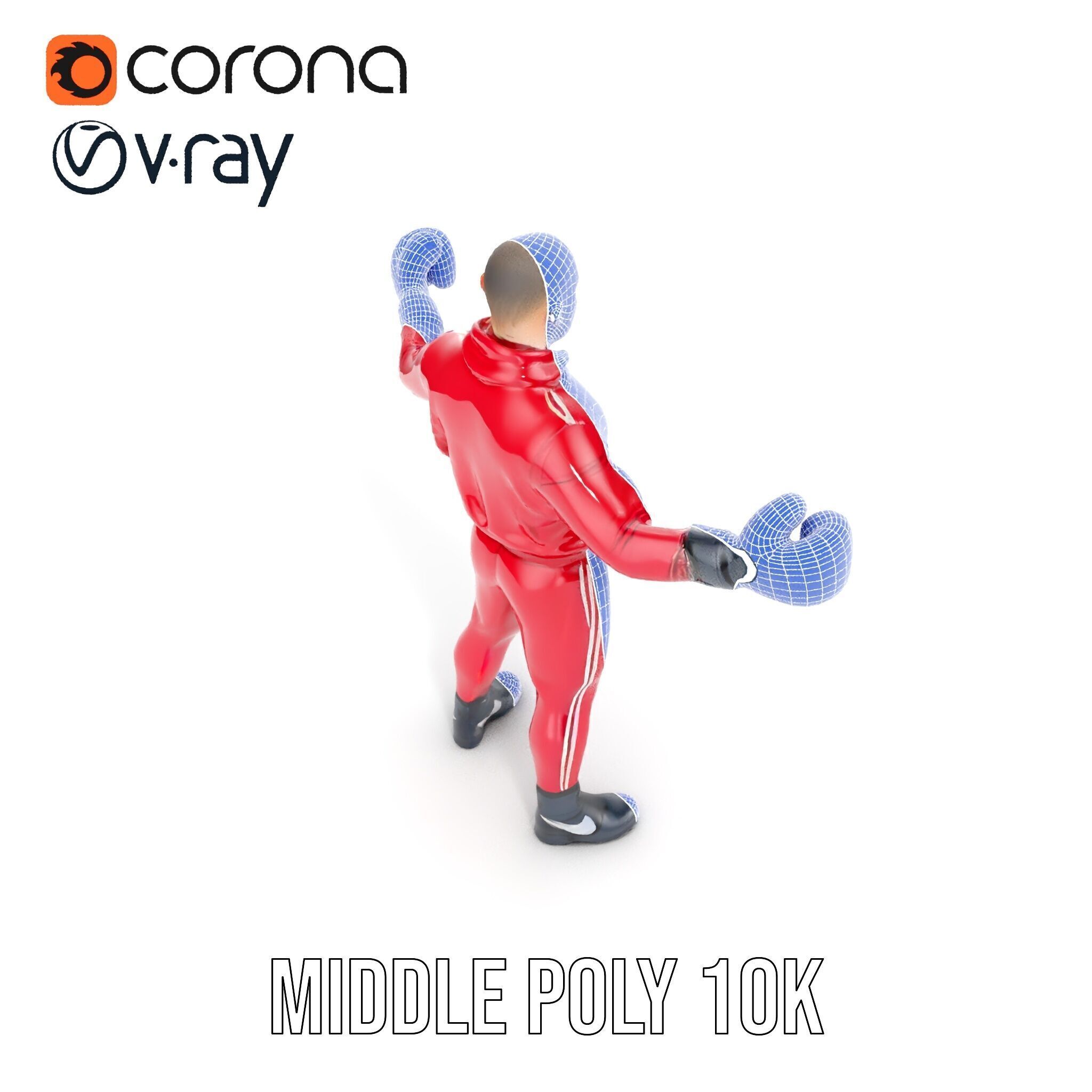 Boxer in Red Tracksuit  Rigged and Animated D Character Model Low-poly 3D model_20
