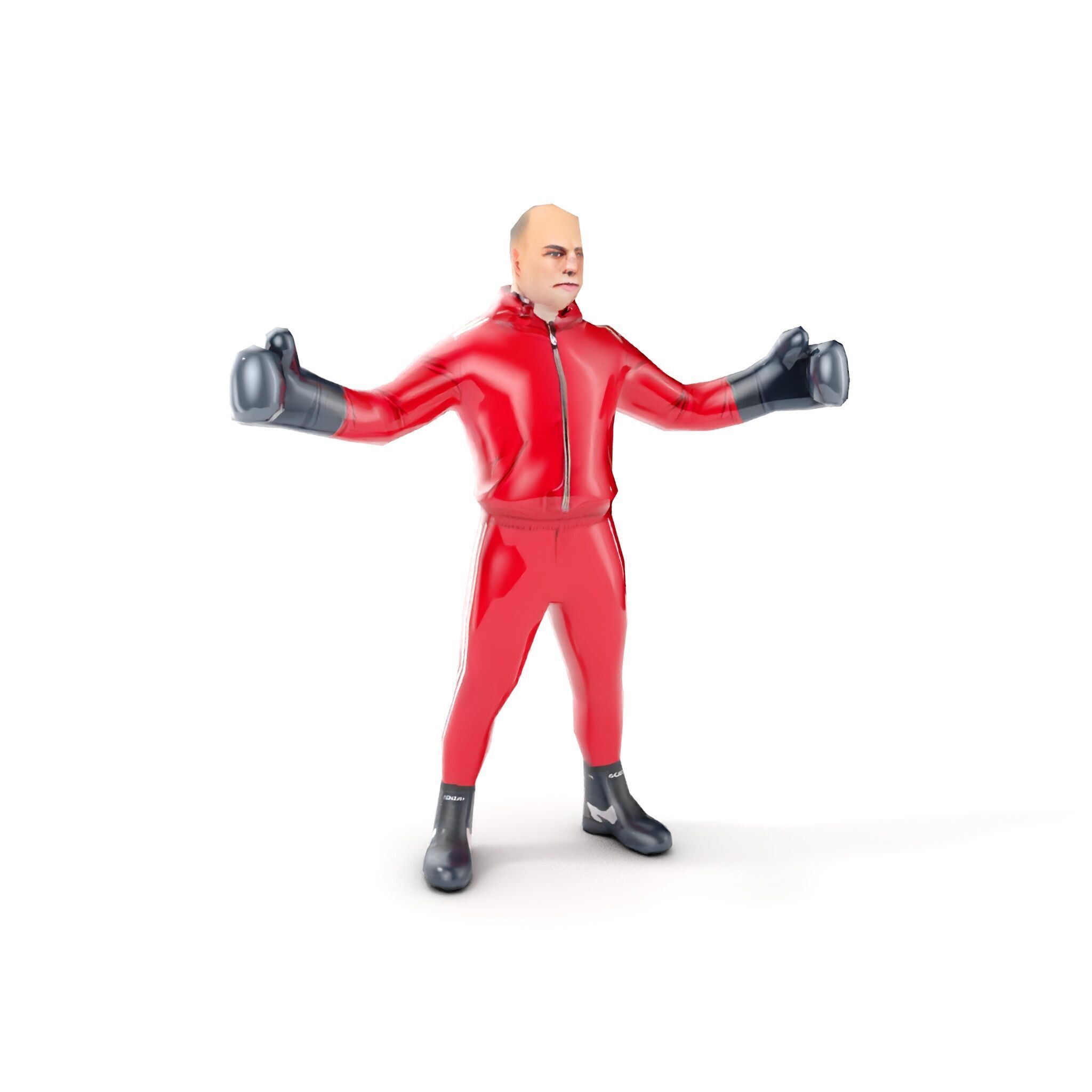 Boxer in Red Tracksuit  Rigged and Animated D Character Model Low-poly 3D model_26