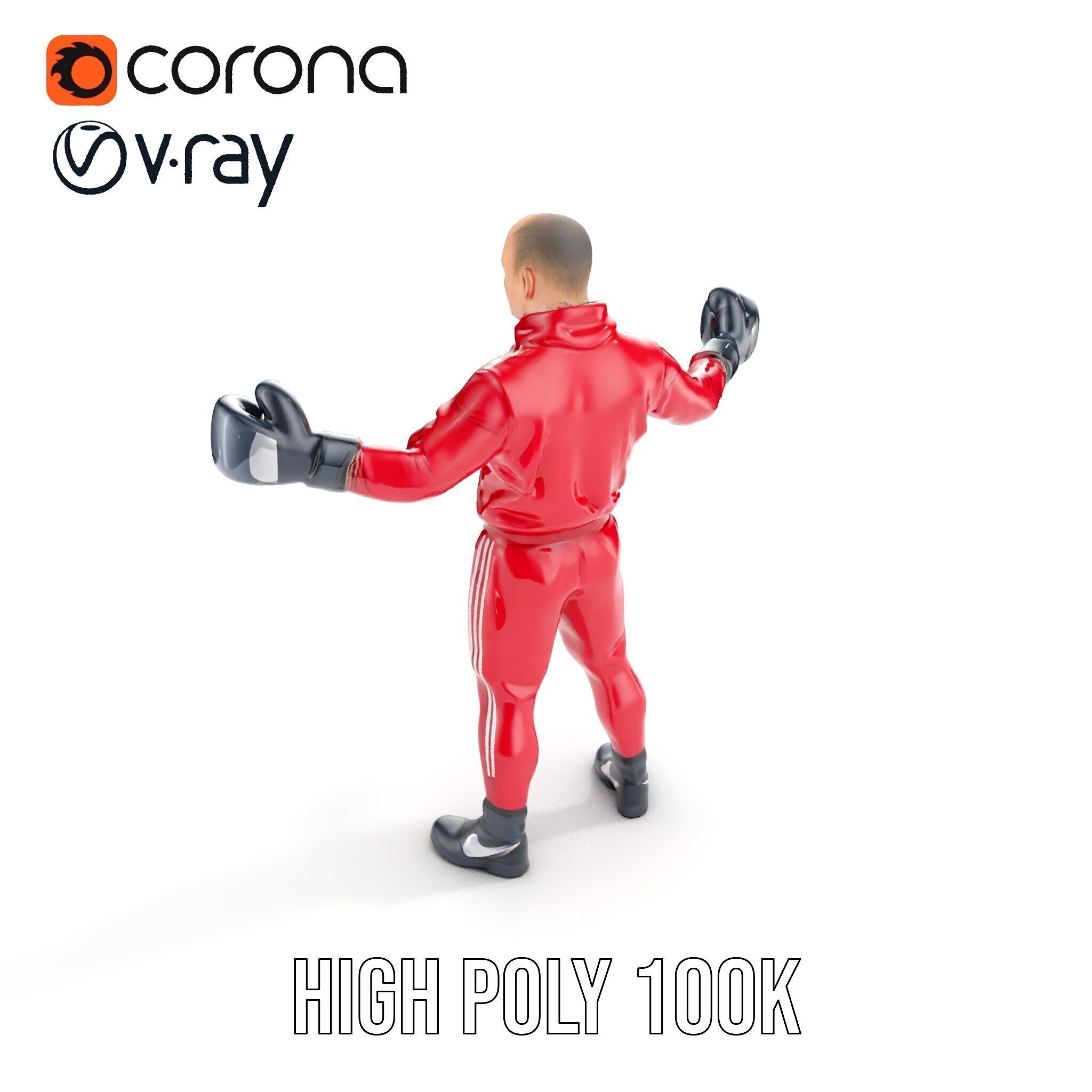 Boxer in Red Tracksuit  Rigged and Animated D Character Model Low-poly 3D model_22