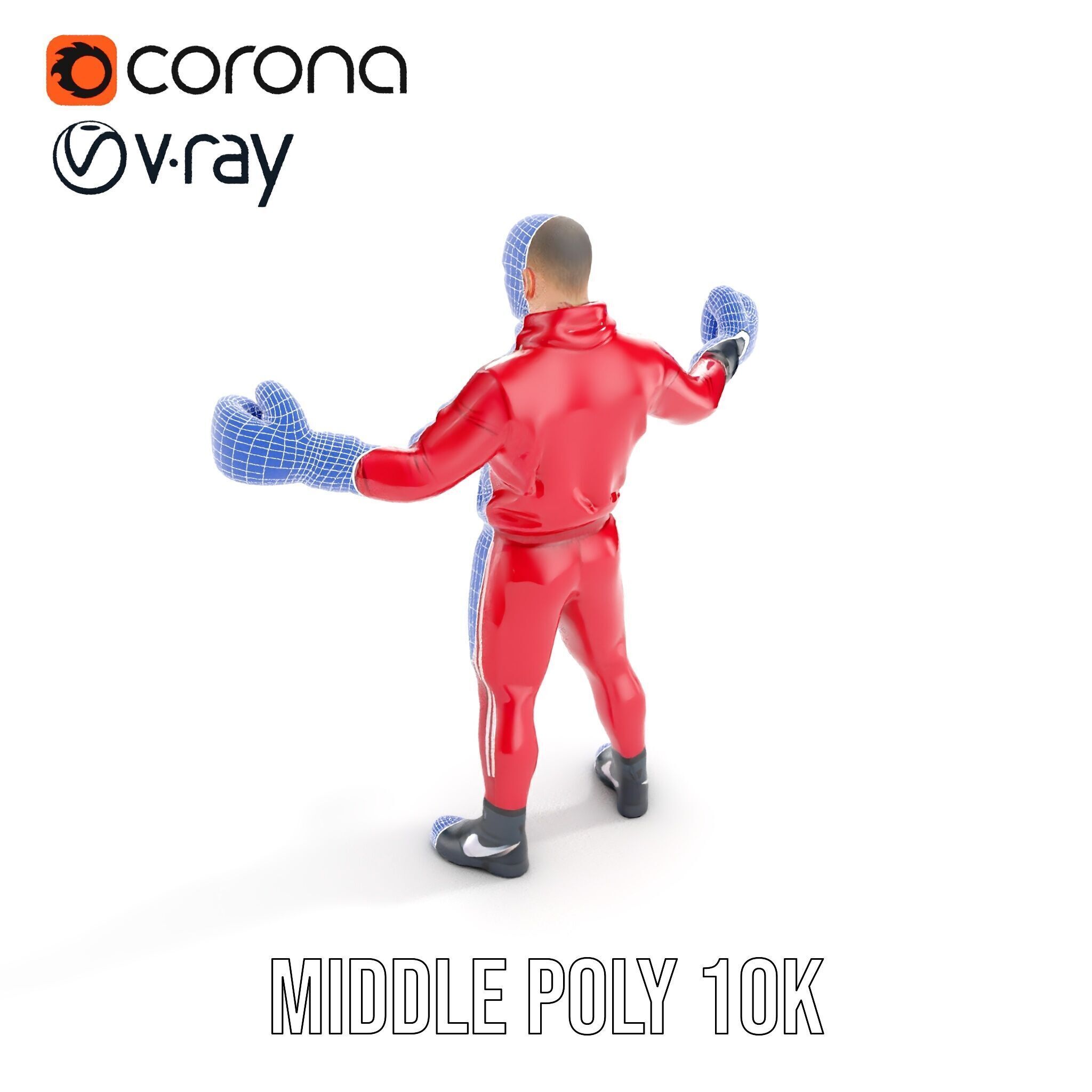 Boxer in Red Tracksuit  Rigged and Animated D Character Model Low-poly 3D model_34