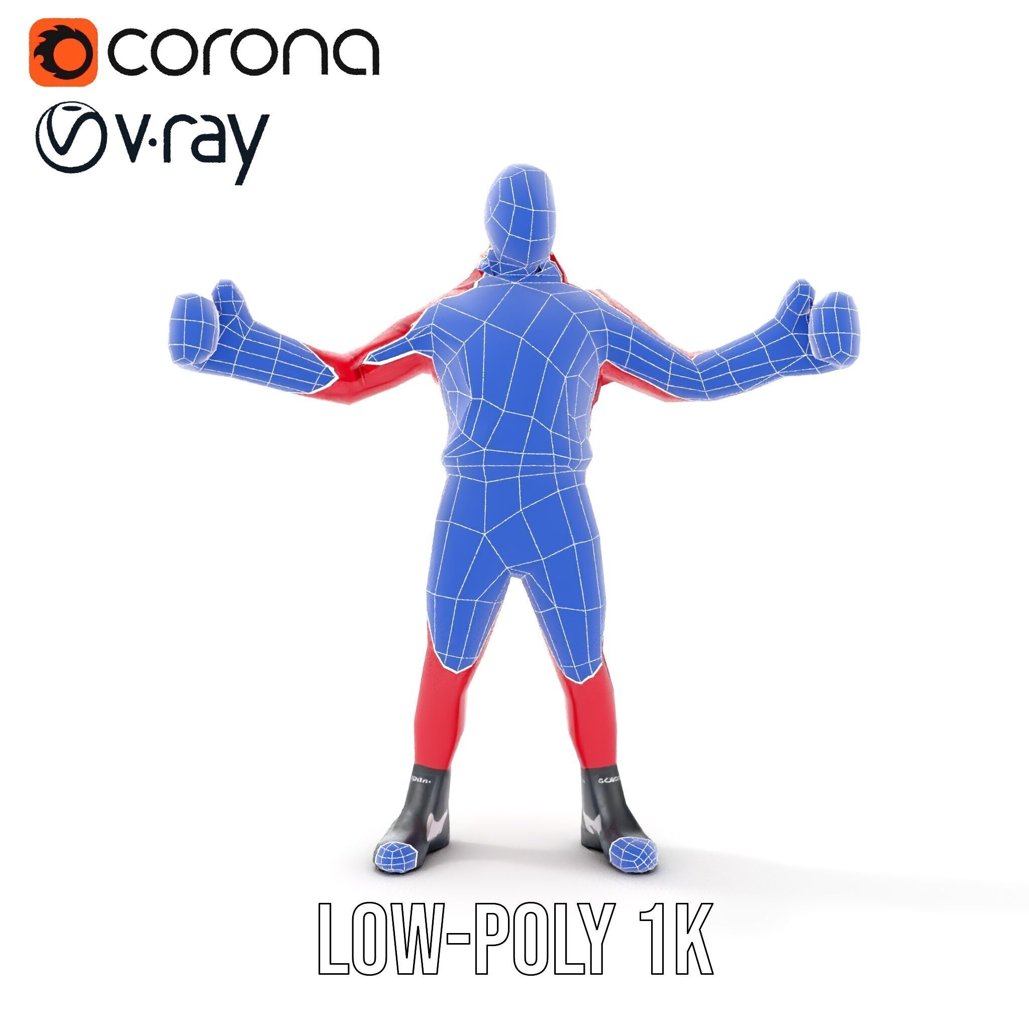 Boxer in Red Tracksuit  Rigged and Animated D Character Model Low-poly 3D model_13