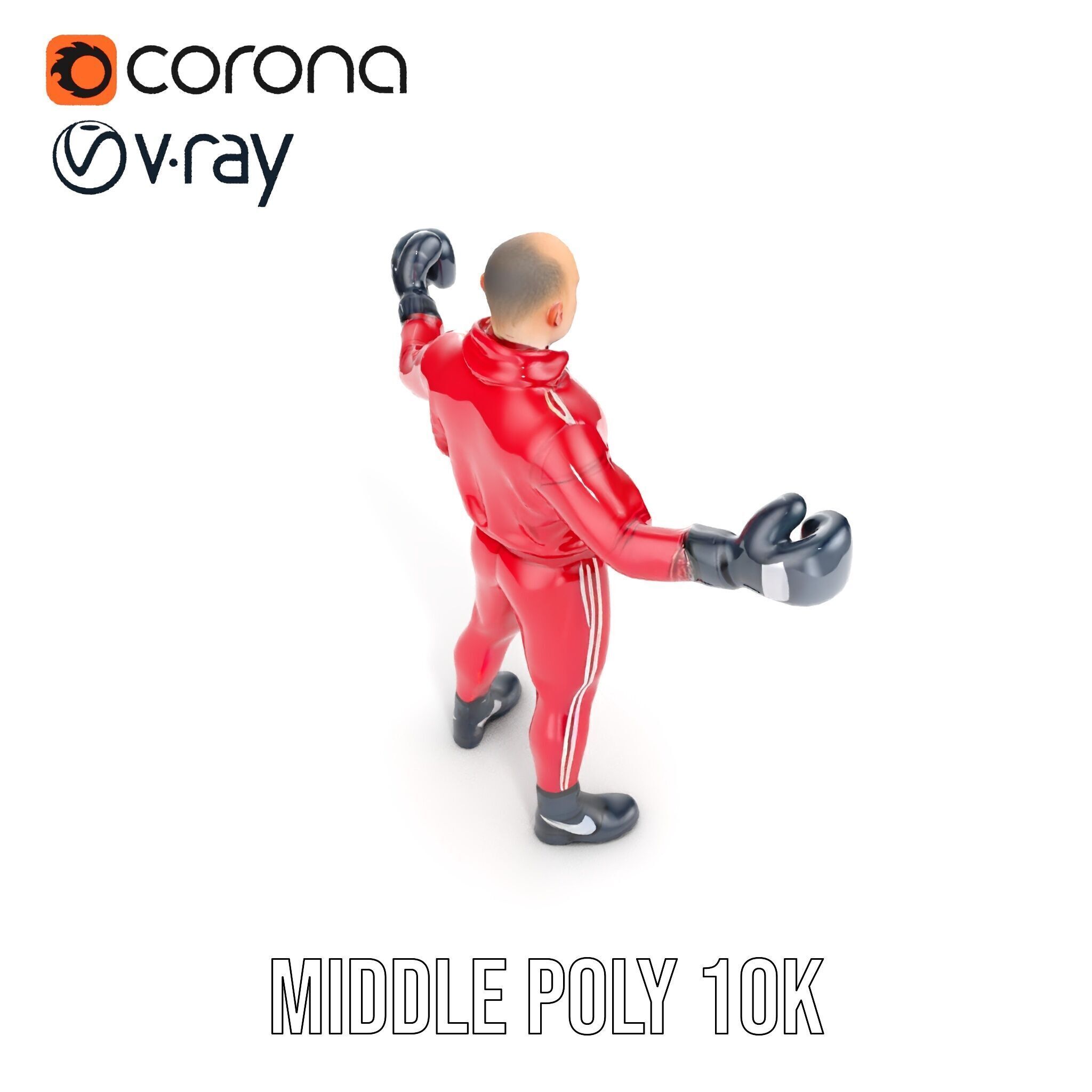 Boxer in Red Tracksuit  Rigged and Animated D Character Model Low-poly 3D model_15