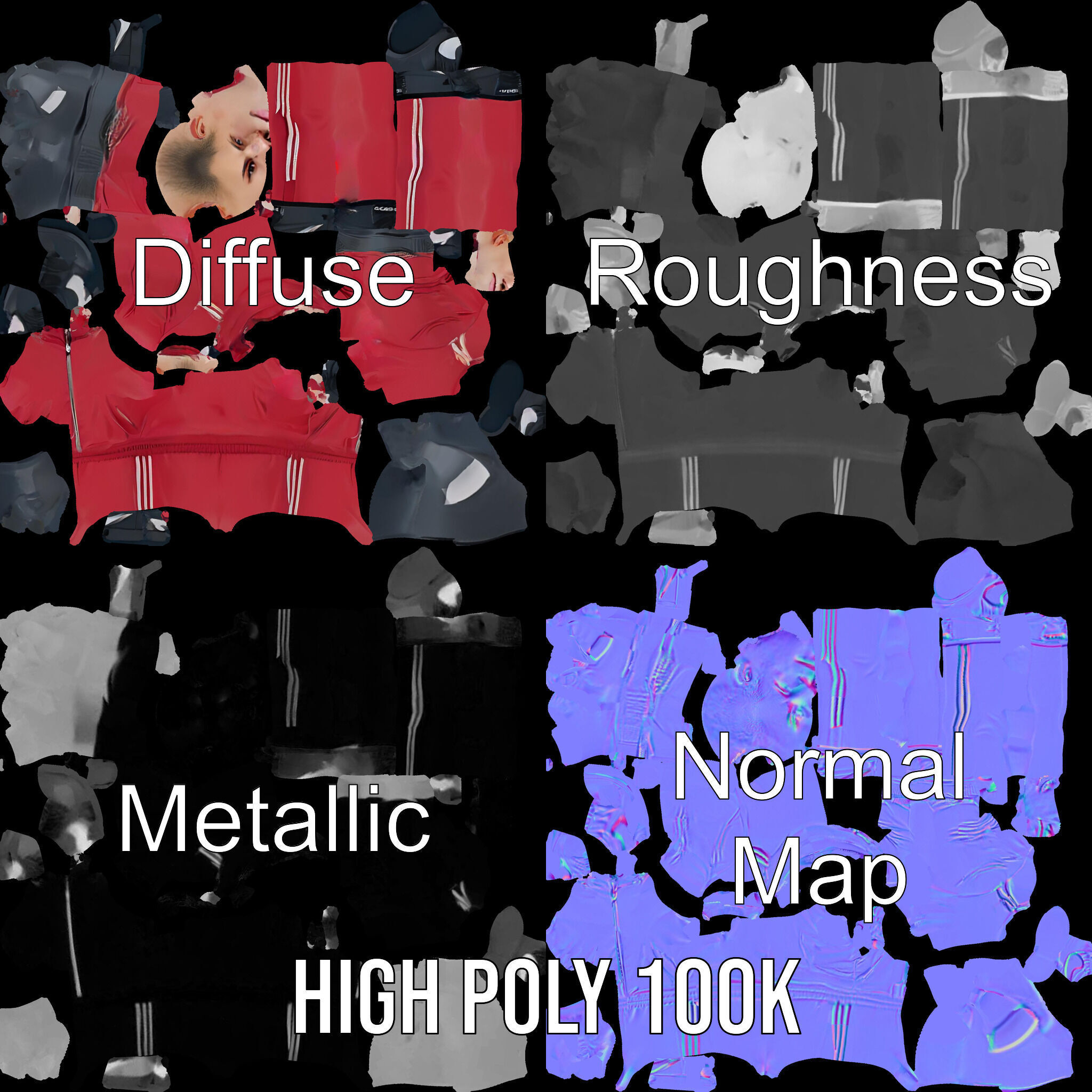 Boxer in Red Tracksuit  Rigged and Animated D Character Model Low-poly 3D model_3