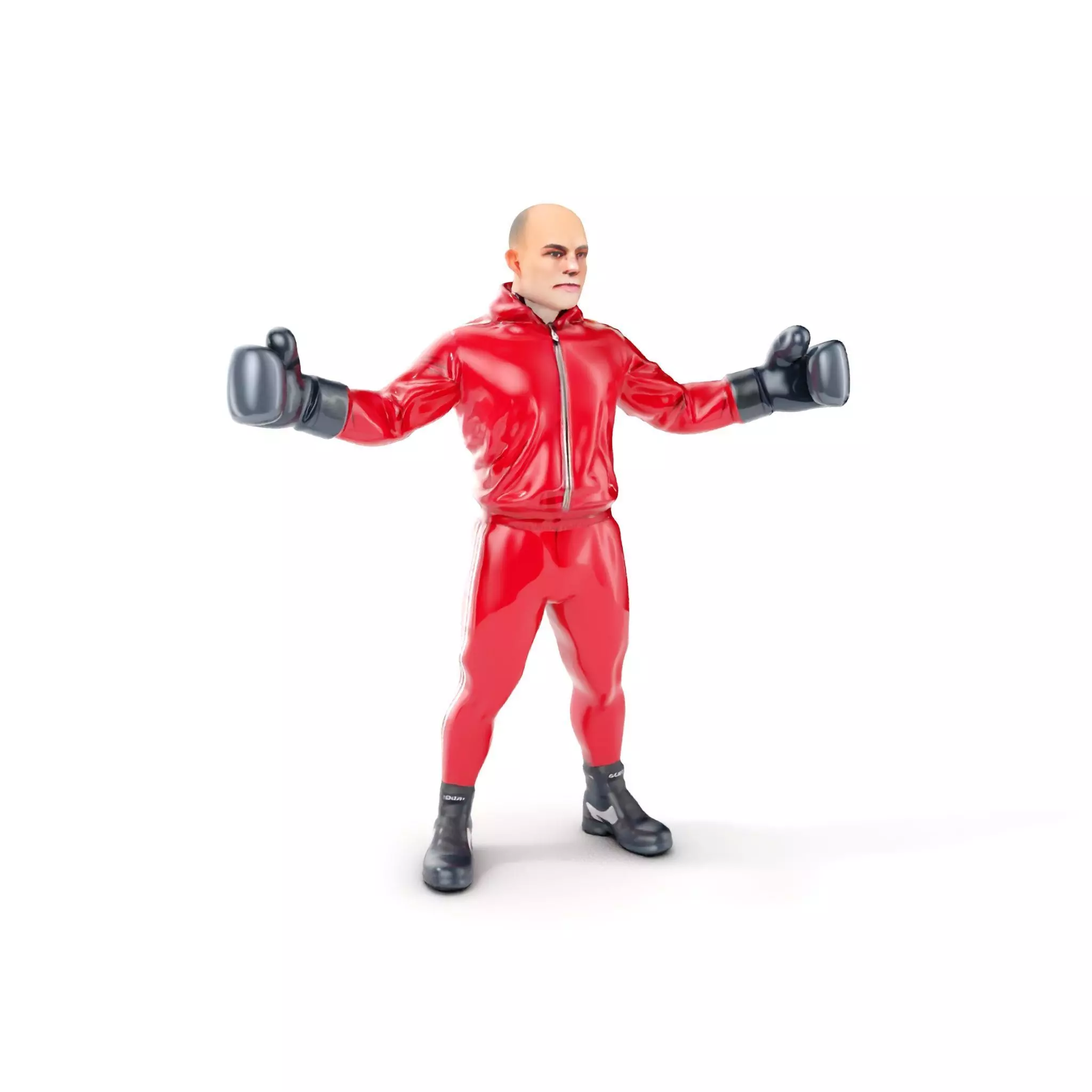 Boxer in Red Tracksuit  Rigged and Animated D Character Model Low-poly 3D model_0