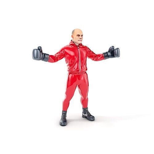 Boxer in Red Tracksuit  Rigged and Animated D Character Model Low-poly 3D model