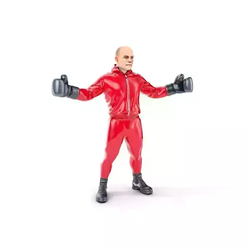 Boxer in Red Tracksuit  Rigged and Animated D Character Model Low-poly 3D model