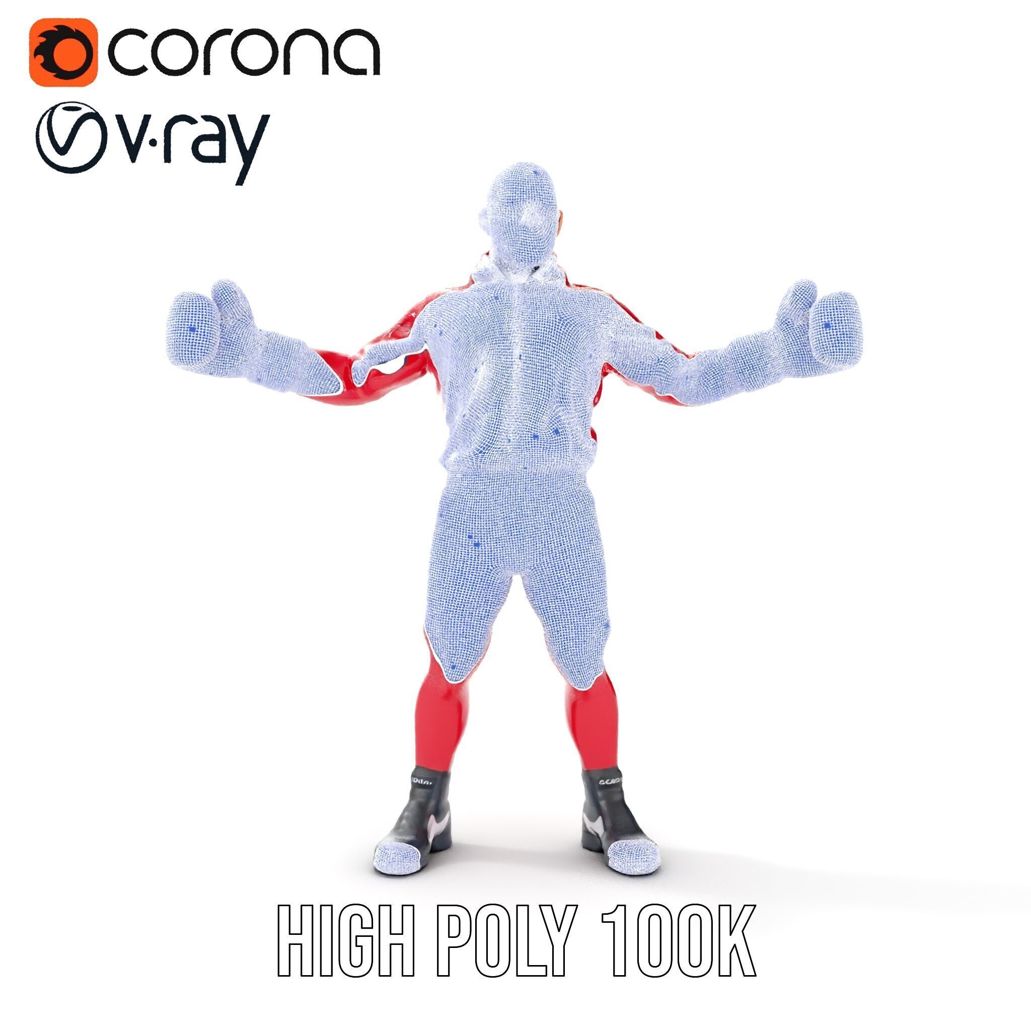Boxer in Red Tracksuit  Rigged and Animated D Character Model Low-poly 3D model_38