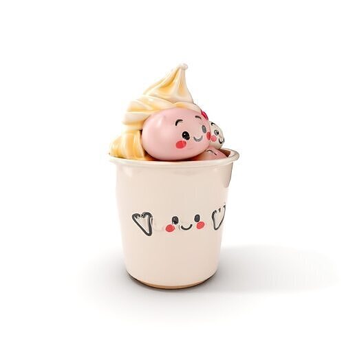 Cute Ice Cream Characters Model Pack Low-poly 3D model