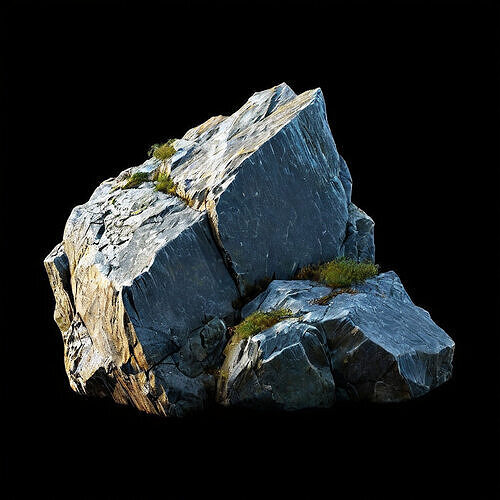 Realistic Dark Grey Rock Boulder Low-poly 3D model