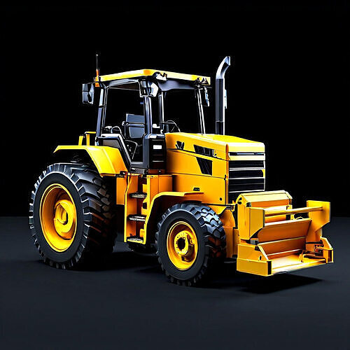Realistic Yellow Tractor 3D Model Low-poly 3D model
