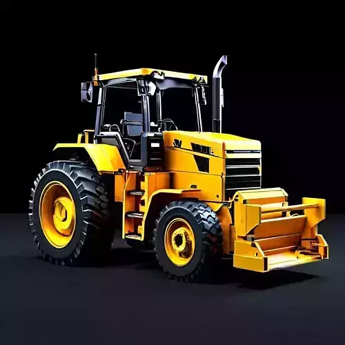 Realistic Yellow Tractor 3D Model