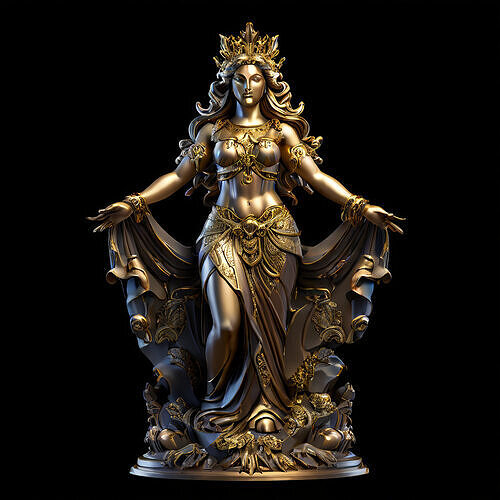 Golden Goddess Statue 3D Model Low-poly 3D model
