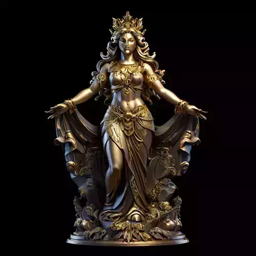 Golden Goddess Statue 3D Model Low-poly 3D model Golden Goddess Statue 3D Model Low-poly 3D model
