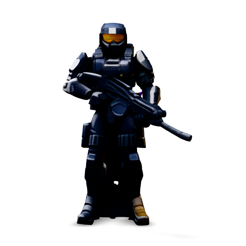 SciFi Futuristic Soldier with Rifle Low-poly 3D model_3