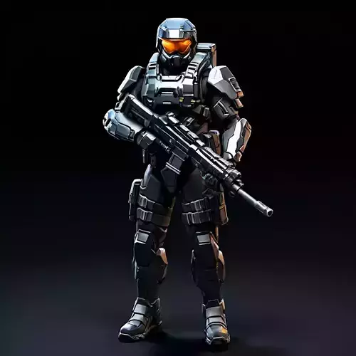 SciFi Futuristic Soldier with Rifle Low-poly 3D model SciFi Futuristic Soldier with Rifle Low-poly 3D model