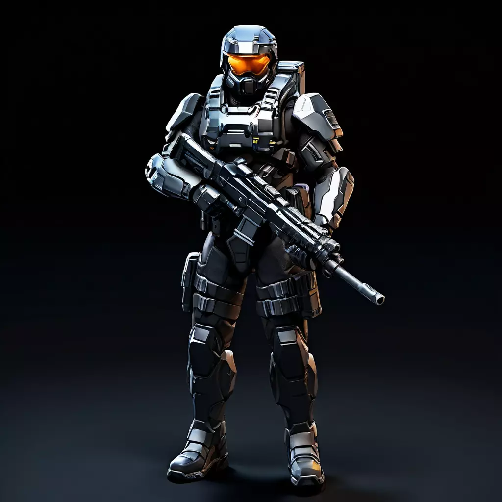 SciFi Futuristic Soldier with Rifle Low-poly 3D model_0