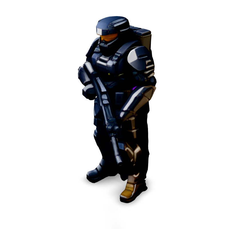 SciFi Futuristic Soldier with Rifle Low-poly 3D model_1