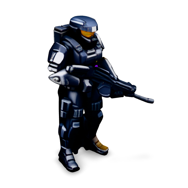 SciFi Futuristic Soldier with Rifle Low-poly 3D model_2