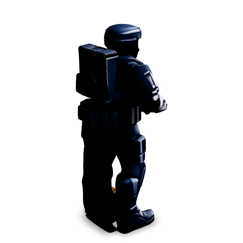 SciFi Futuristic Soldier with Rifle Low-poly 3D model_5