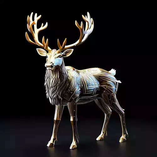 Mechanical Golden Deer 3D Model