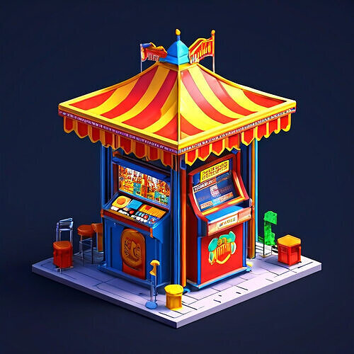 Stylized Arcade Game Booth 3D Model Low-poly 3D model