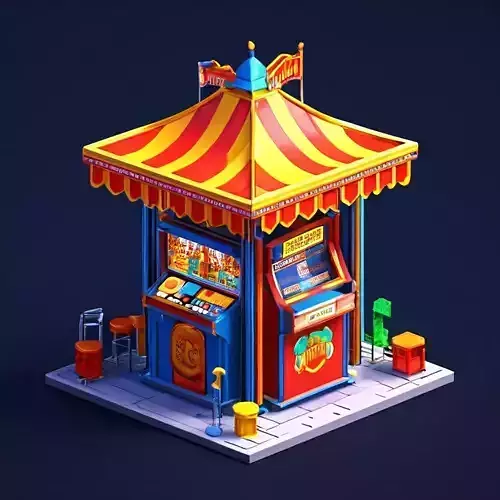 Stylized Arcade Game Booth 3D Model