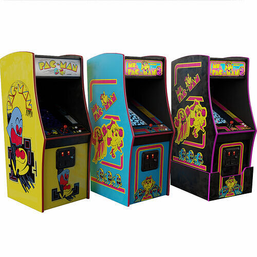 3 Pac-Man Ms Deluxe Arcade Cabinet Retro Low-poly 3D model