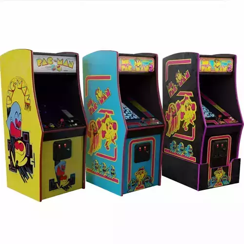 3 Pac-Man Ms Deluxe Arcade Cabinet Retro Low-poly 3D model
