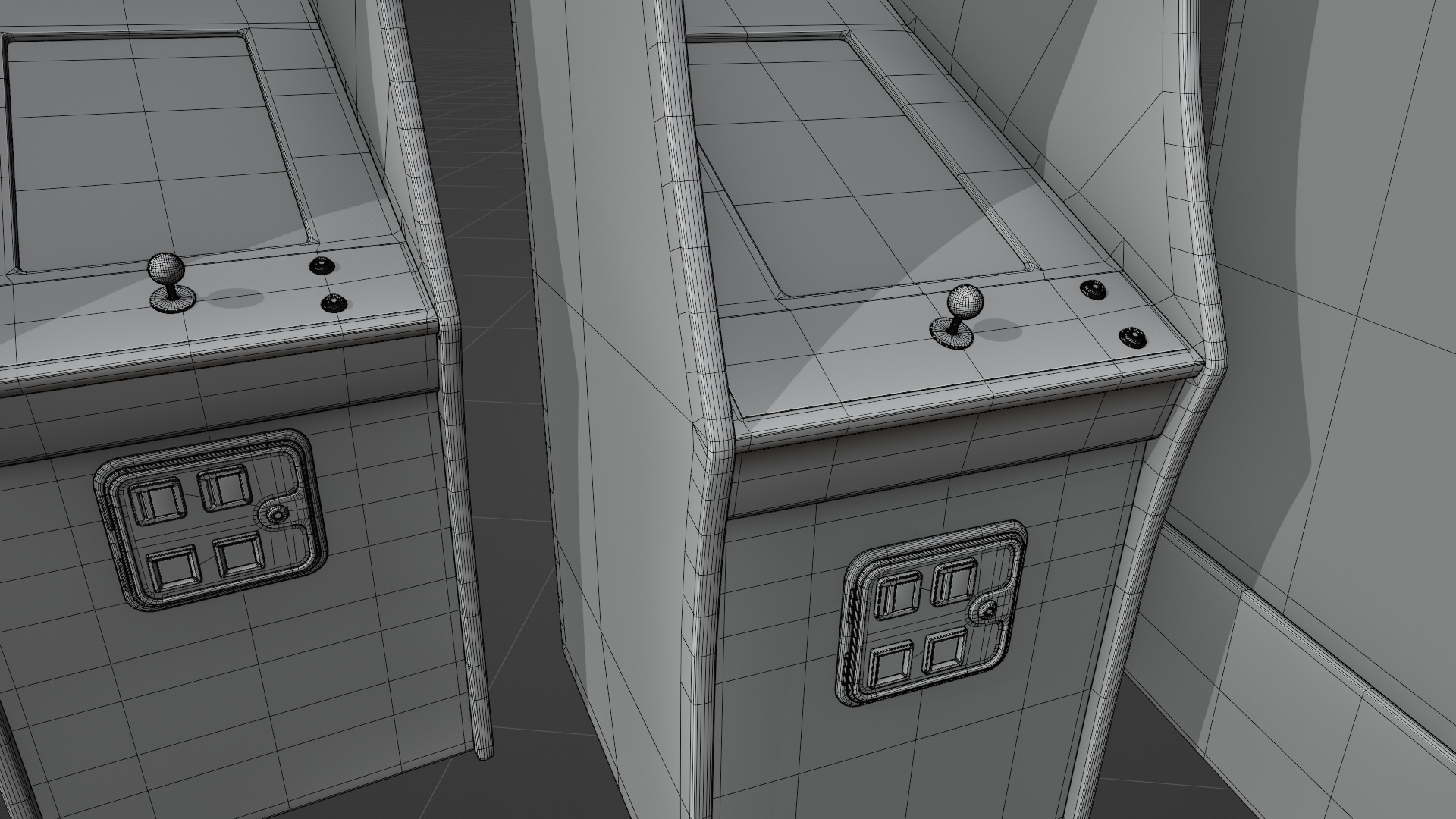 3 Pac-Man Ms Deluxe Arcade Cabinet Retro Low-poly 3D model_5