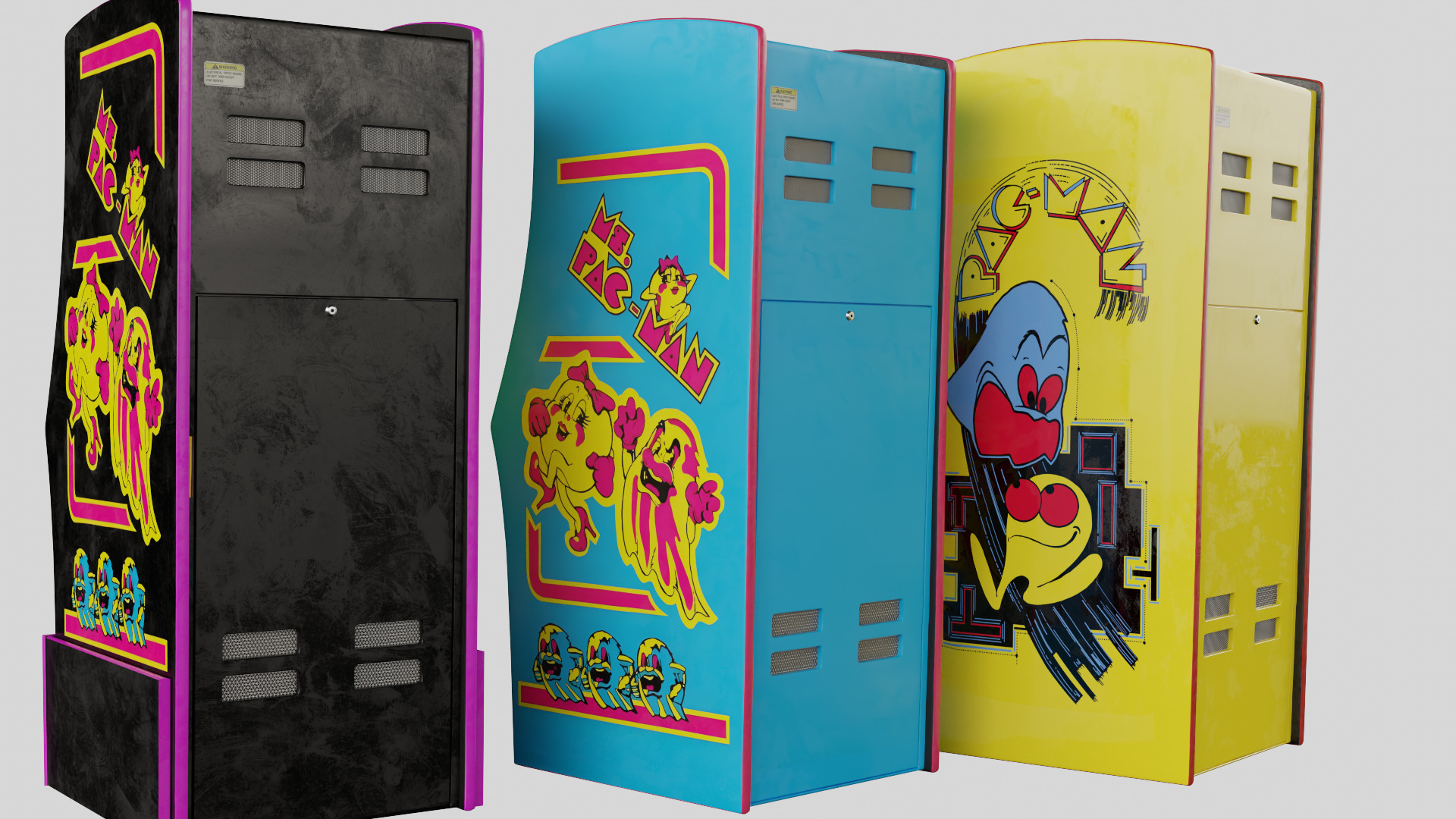 3 Pac-Man Ms Deluxe Arcade Cabinet Retro Low-poly 3D model_3