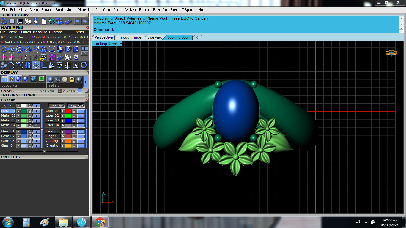 Engagement ring with opal and flower 3D print model_8